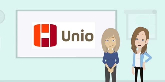 Illustrasjon av foredrag med Unio-logo