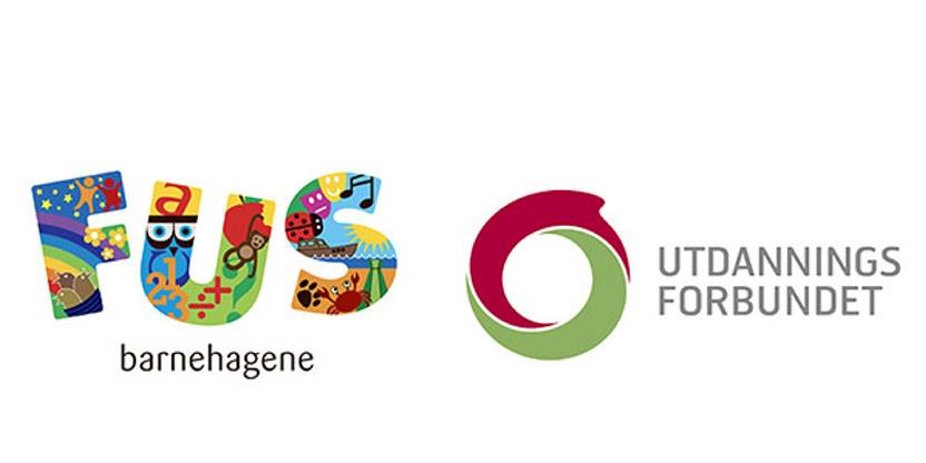 Logo for FUS-barnehagene og for Utdanningsforbundet.