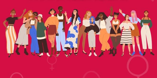 Plakat med en animasjon av flere, ulike kvinner. 