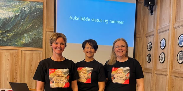 Bilde av tre damer fra barnehage i Utdanningsforbundet Vestland