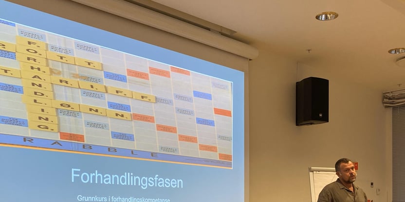 På en skjerm vises en presentasjon om forhalingsfasen.