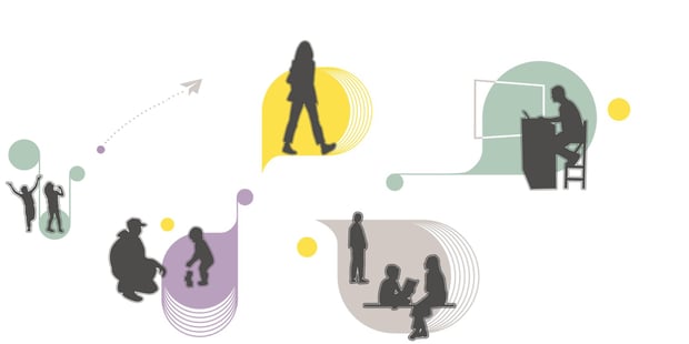 Figurer fra forsidebildet på rapporten Flere lærere
i barnehage og skole
Strategi for rekruttering til lærerutdanningene og læreryrket 2024–2030