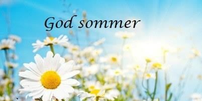 Bilde av sol og blomster med tekst God sommer