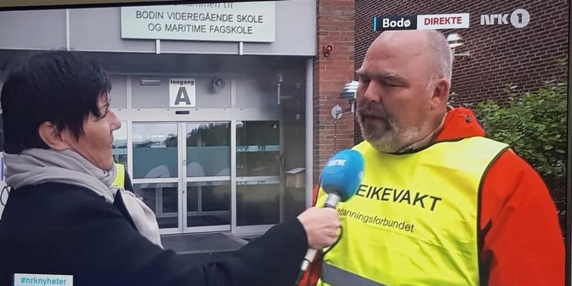 Foto av NRK innslag - hovedtillitsvalgt Viggo Albertsen, Nordland