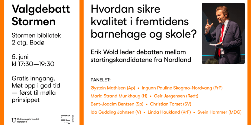Bilde av plakaten som viser hvem som er med i debatten.