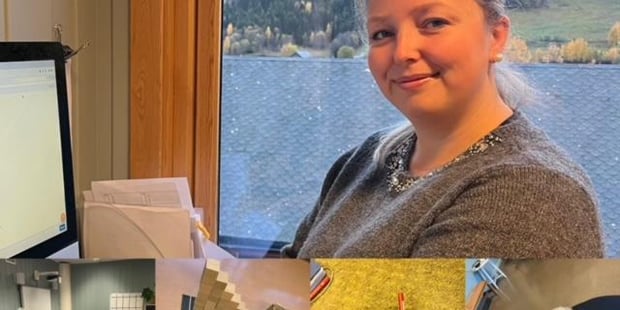 Bilde av klasserom og Silje Synnøve Strand (ATV)