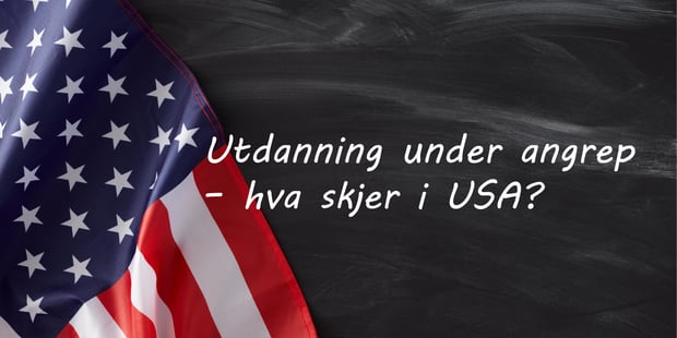 flagg og tavle, med overskriften på seminaret skrevet på tavla