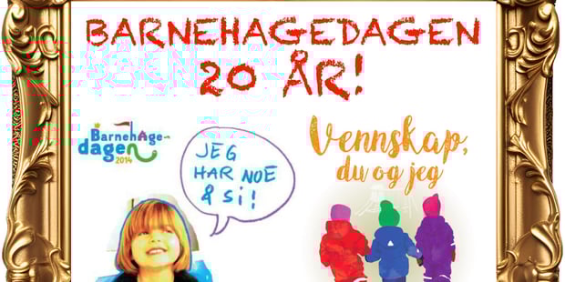Plakat satt sammen av flere plakater som har vært for barnehagedagen opp gjennom tiden.