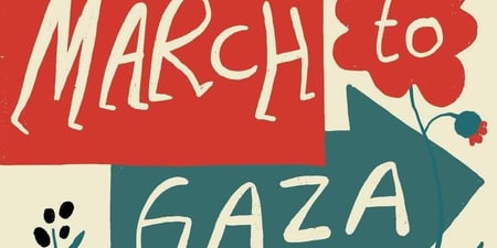 Illustrasjon med teksten March to Gaza