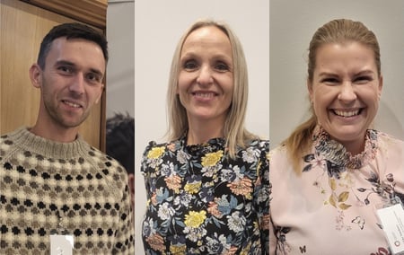 Portrettbilder av tre smilende HTV-er