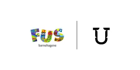 Logo som viser arbeidsgiverorganisasjonen FUS barnehagene og arbeidstakerorganisasjonen Utdanningsforbundet
