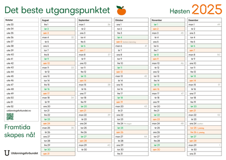 Kalender 2025. Illustrasjon.