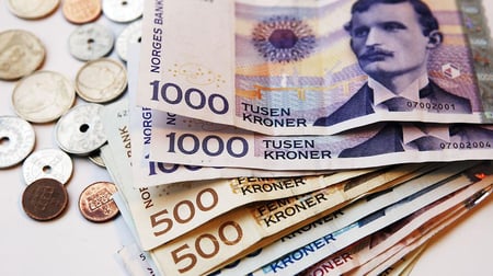 Mynter og sedler. Foto.