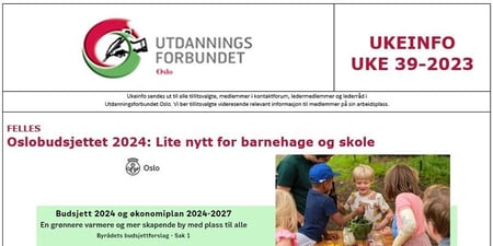 Faksimile av toppen av UKEINFO 39-2023