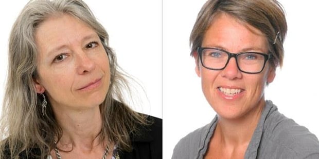 Foto av episodens gjester som er to kvinner