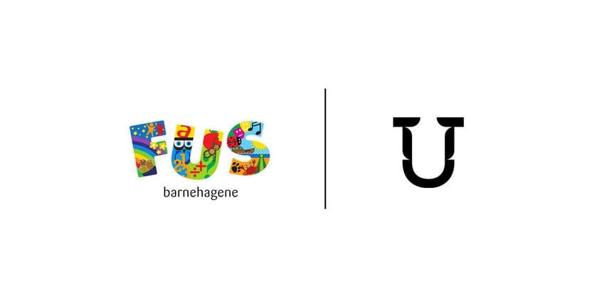Logo som viser arbeidsgiverorganisasjonen FUS barnehagene og arbeidstakerorganisasjonen Utdanningsforbundet
