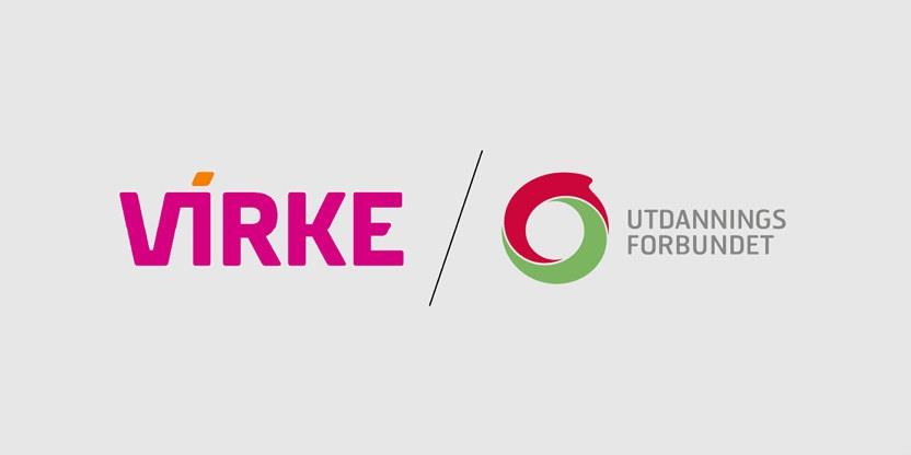 Logo for arbeidsgiverorganisasjonen Virke og for Utdanningsforbundet.