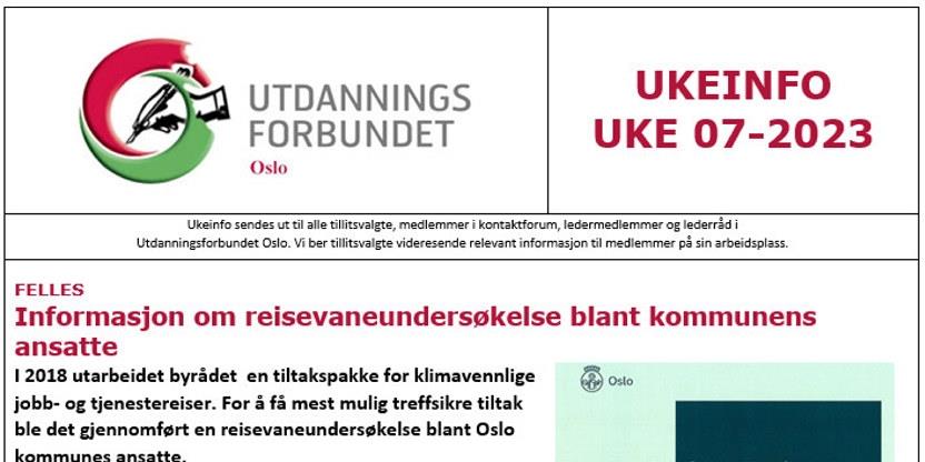 Faksimile av toppen av UKEINFO 07-2023