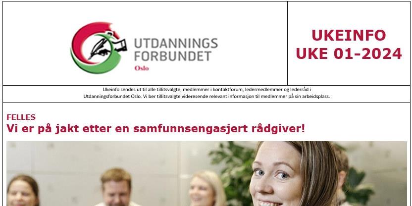 Faksimile av toppen av UKEINFO 01-2024