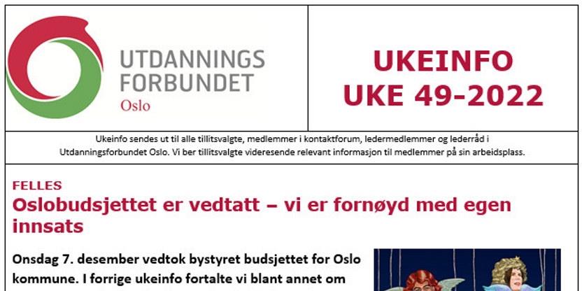 Faksimile av toppen av UKEINFO 49-2022