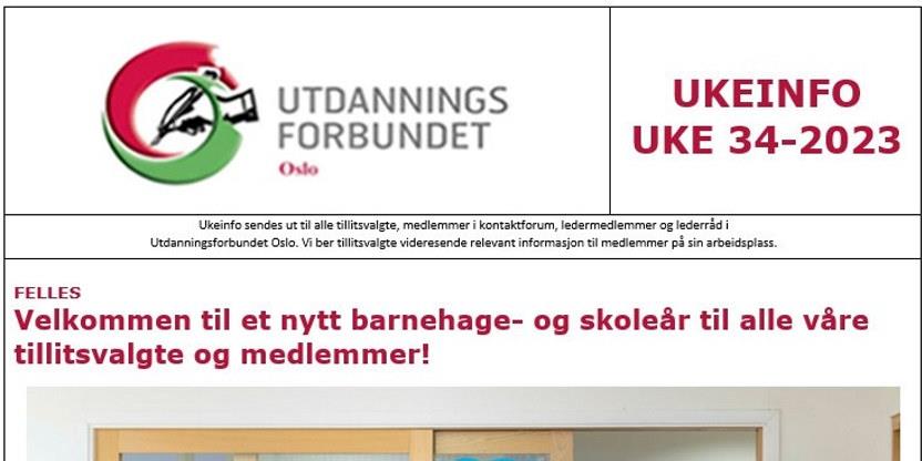 Faksimile av toppen av UKEINFO 34-2023