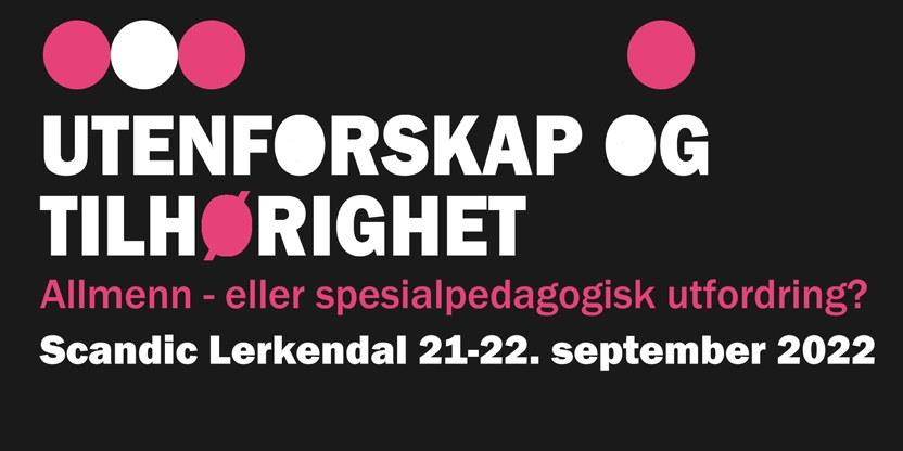 Plakat - sort bakgrunn med hvite og røde bokstaver. Invitasjon til konferanse