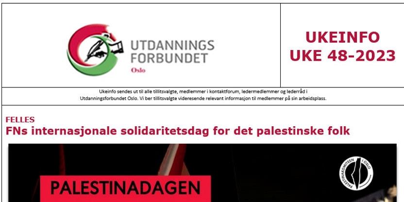 Faksimile av toppen av UKEINFO 48-2023