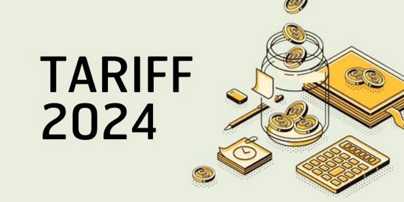 Bilde med tekst Tariff 2024, samt penger