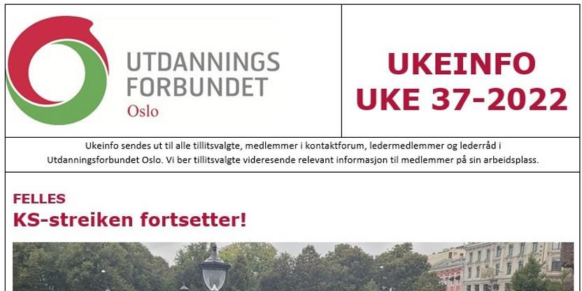 Faksimile av toppen av UKEINFO 37-2022