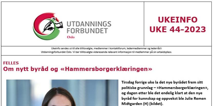 Faksimile av toppen av UKEINFO 44-2023