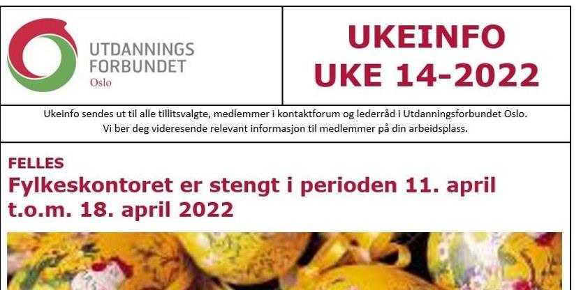 Faksimile av toppen av UKEINFO 14-2022