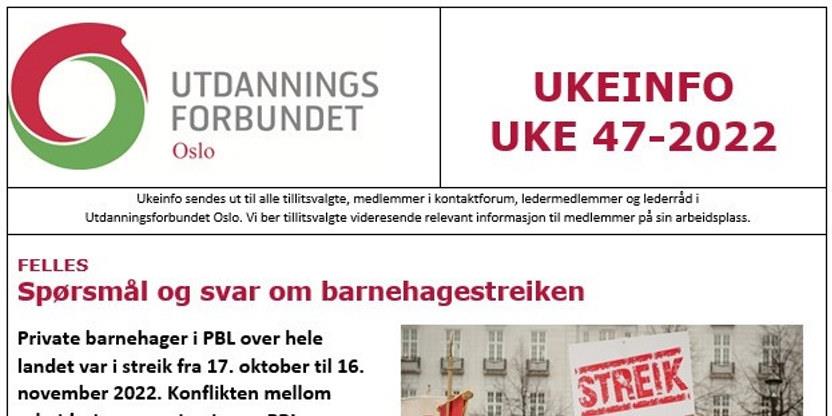 Faksimile av toppen av UKEINFO 47-2022