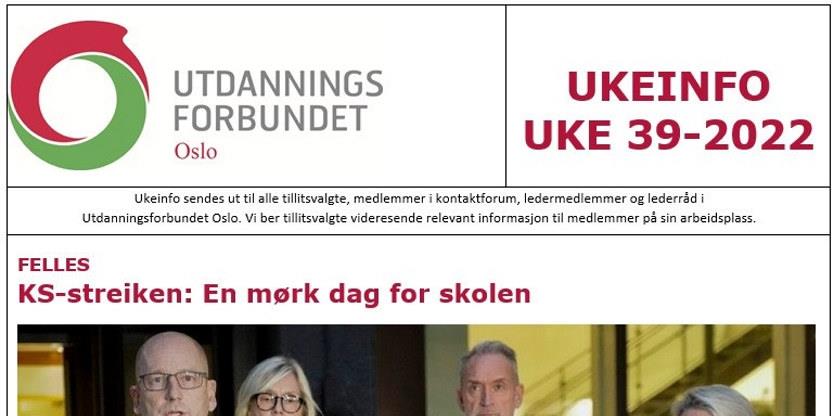 Faksimile av toppen av UKEINFO 39-2022