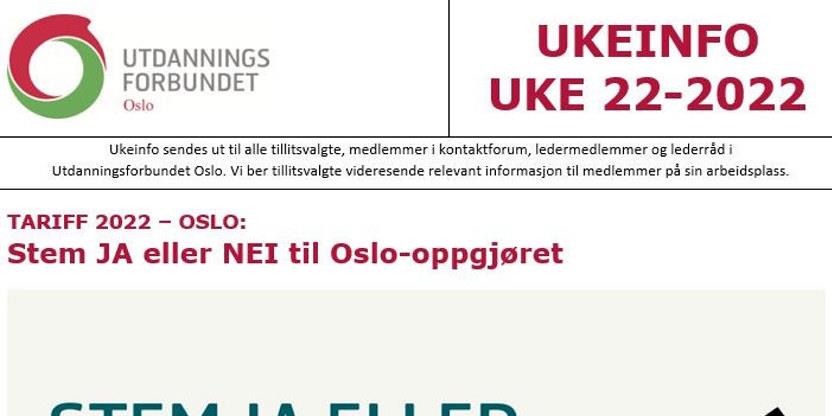 Faksimile av toppen av UKEINFO 22-2022
