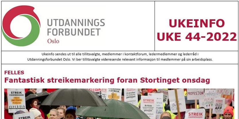 Faksimile av toppen av UKEINFO 44-2022