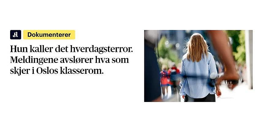 Faksimile av forside Aftenposten - artikkel om skolevold